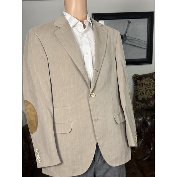 Brunello Cucinelli Cotton Suede Khaki Striped Sportcoat Jacket 50/40 US Men’s